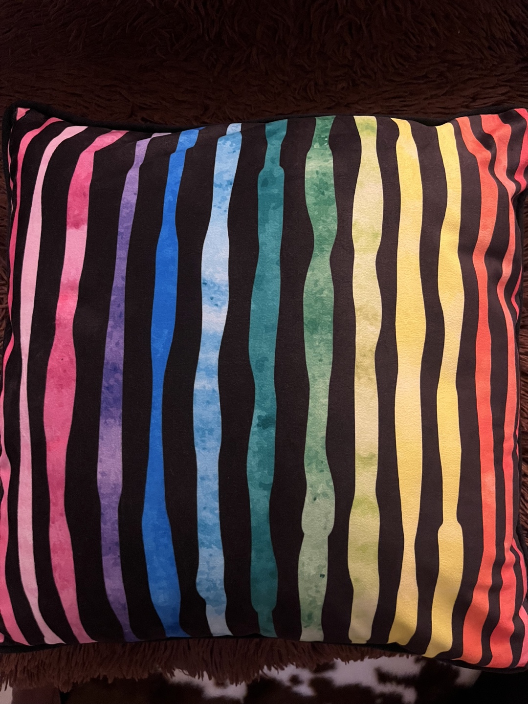 Rainbow Striped Decorative Pillow