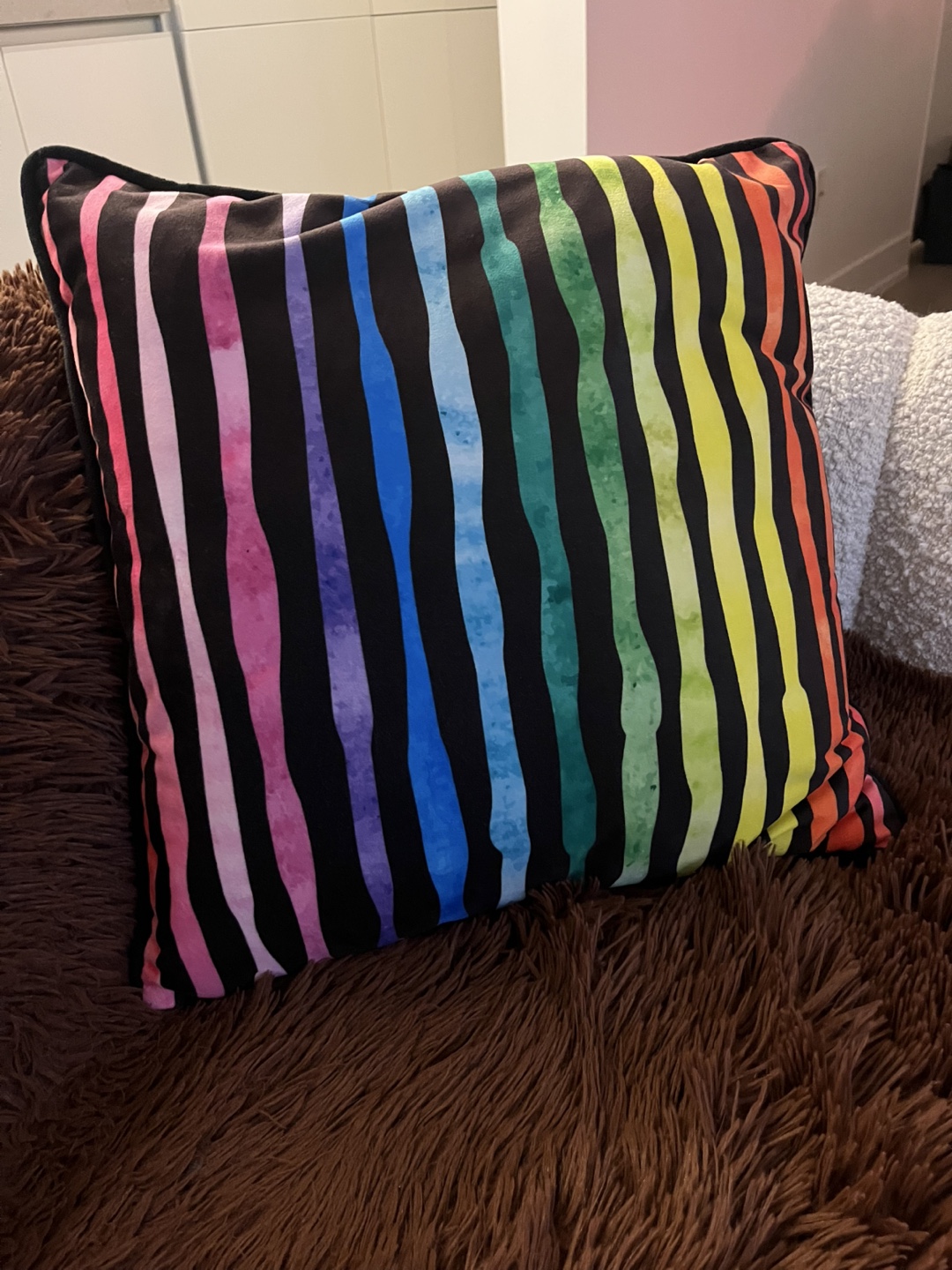 Rainbow Striped Decorative Pillow - photo 2