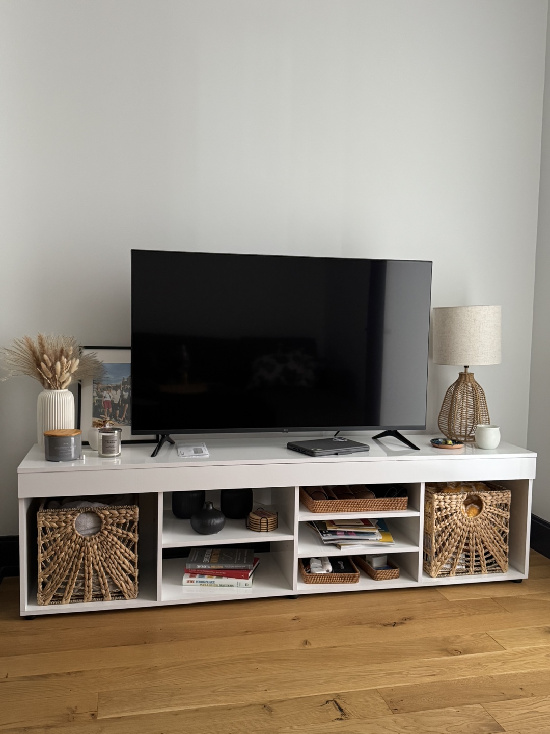 White TV Stand with Shelves - photo 2