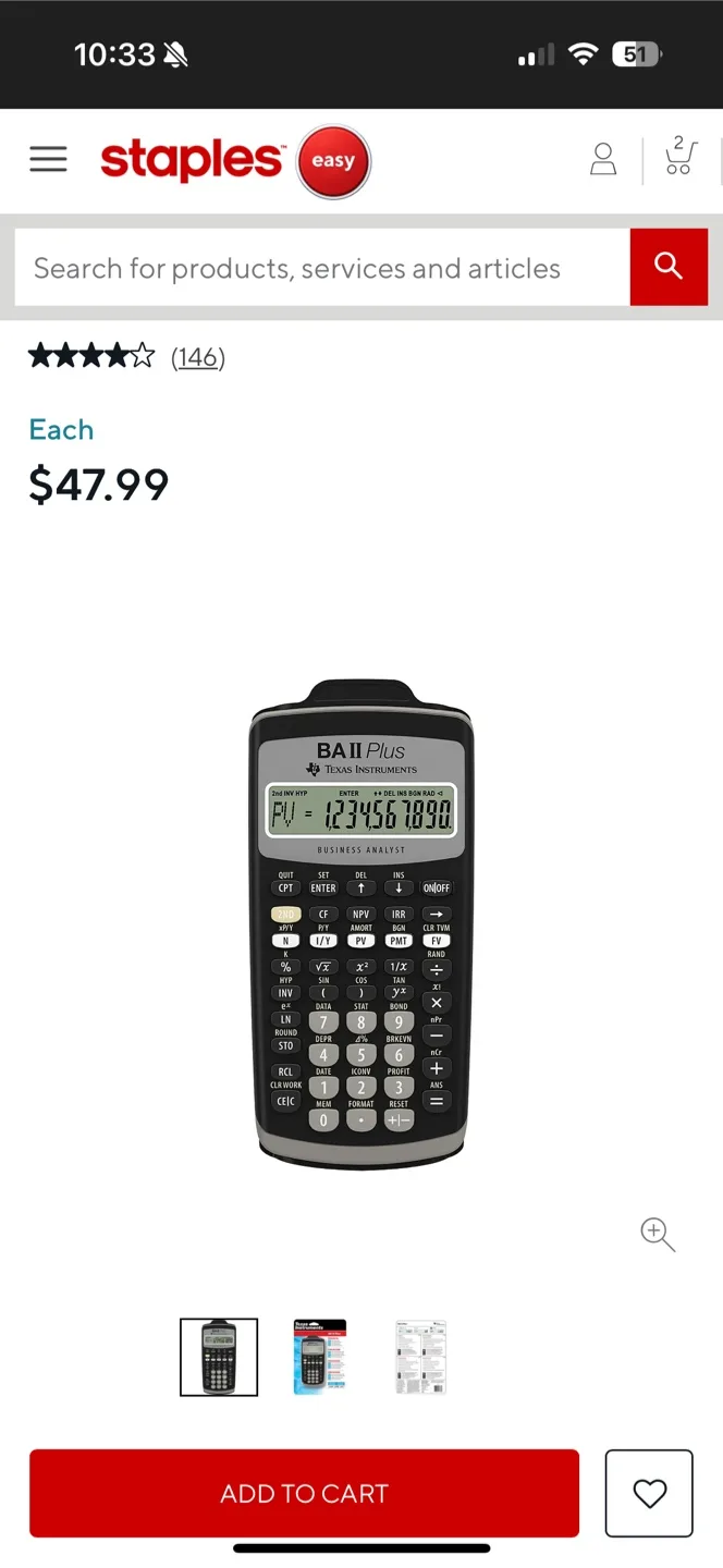 Texas Instruments BA II Plus Calculator thumbnail