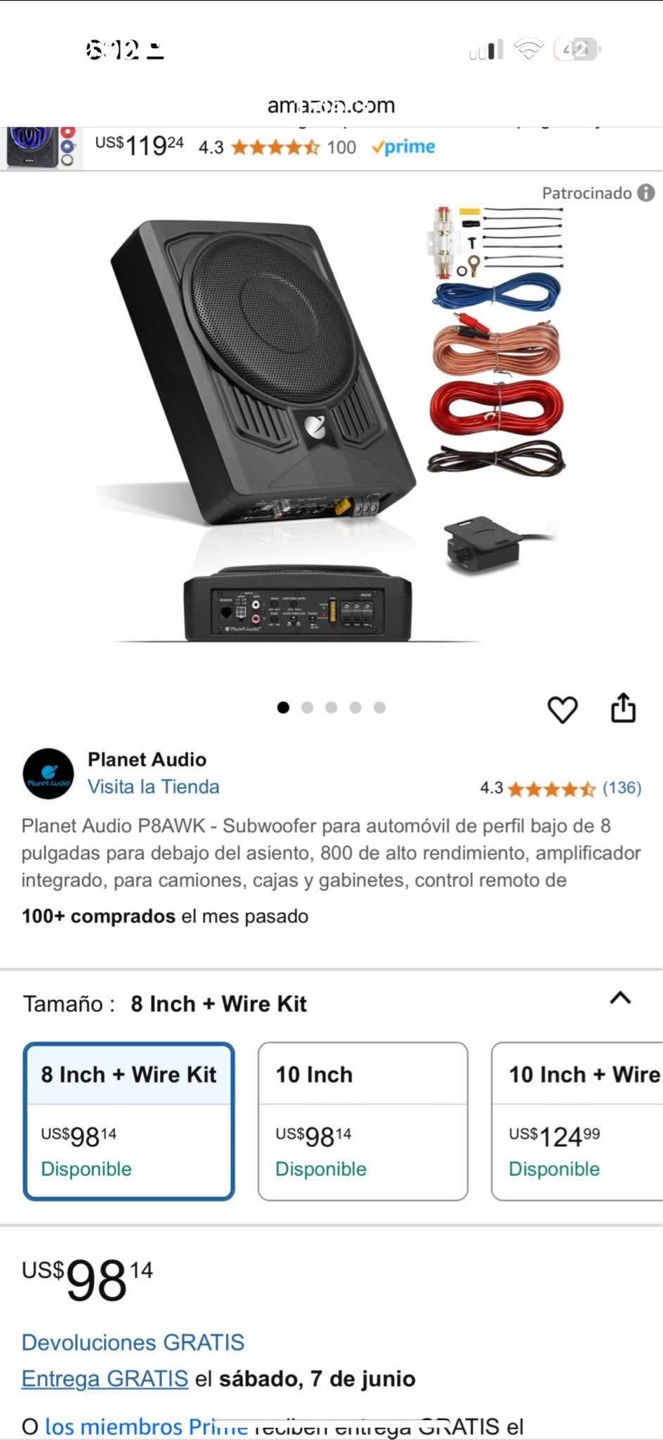 Planet Audio P8AWK 8" Subwoofer w/ Wire Kit - photo 3