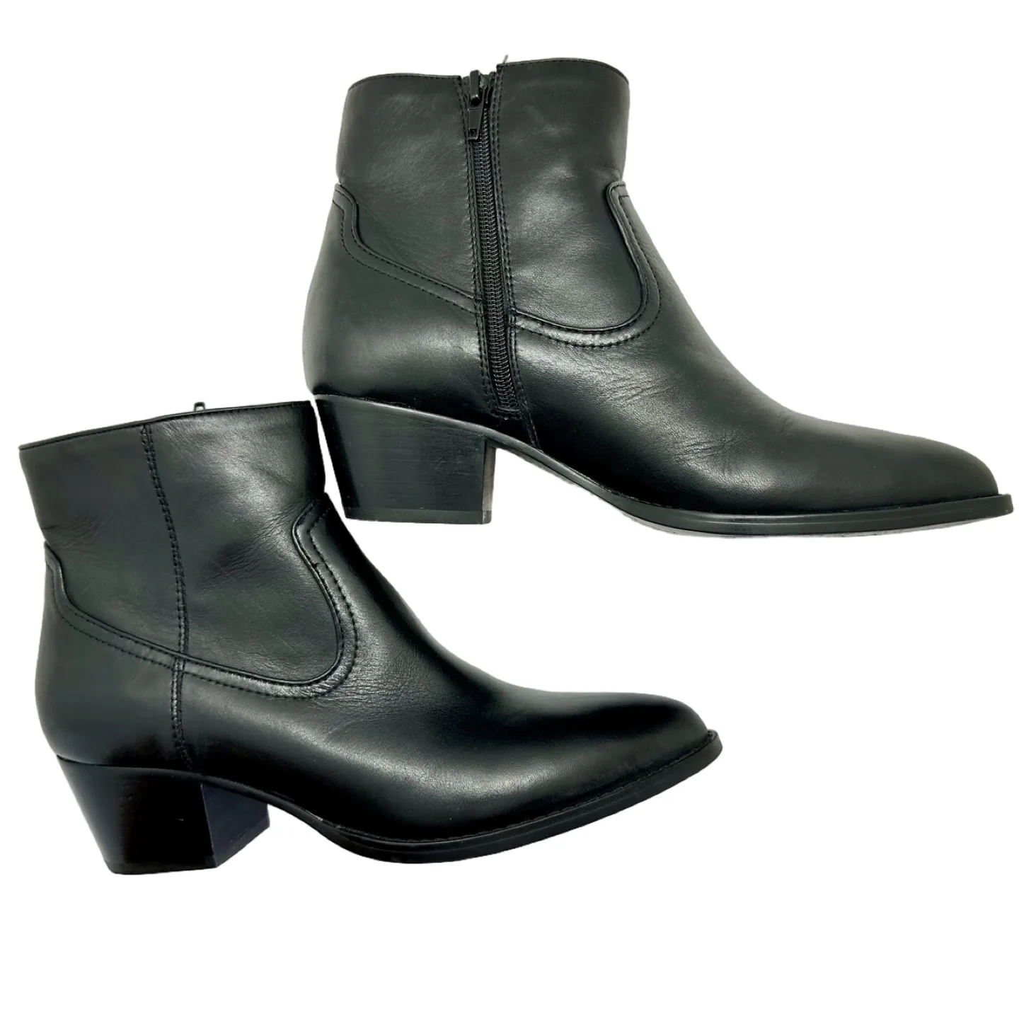 Aldo Black Leather Heeled Ankle Boots, Size 8.5 image indicator(6)