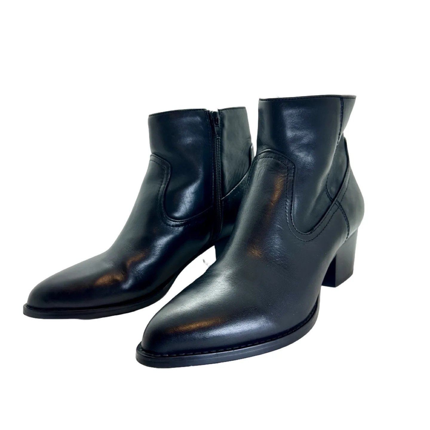Aldo Black Leather Heeled Ankle Boots, Size 8.5 thumbnail