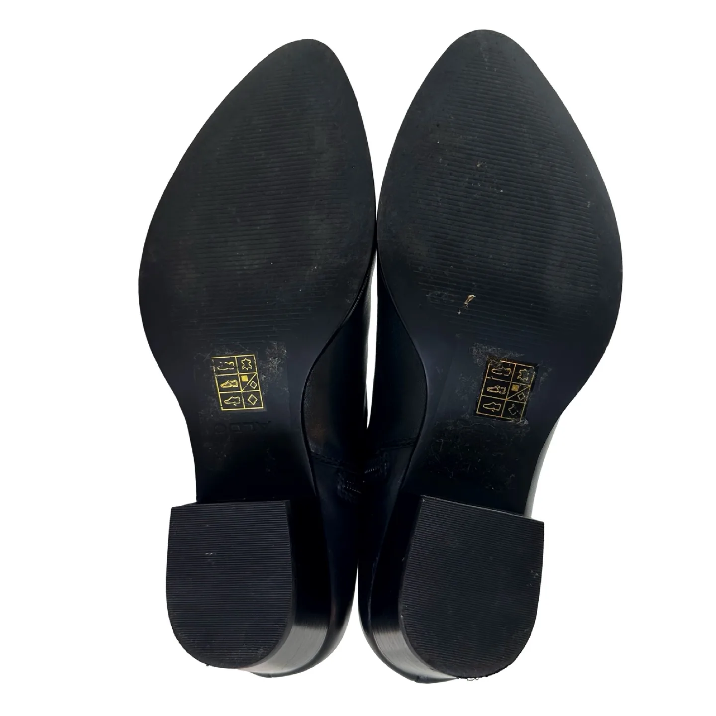 Aldo Black Leather Heeled Ankle Boots, Size 8.5 image indicator(10)