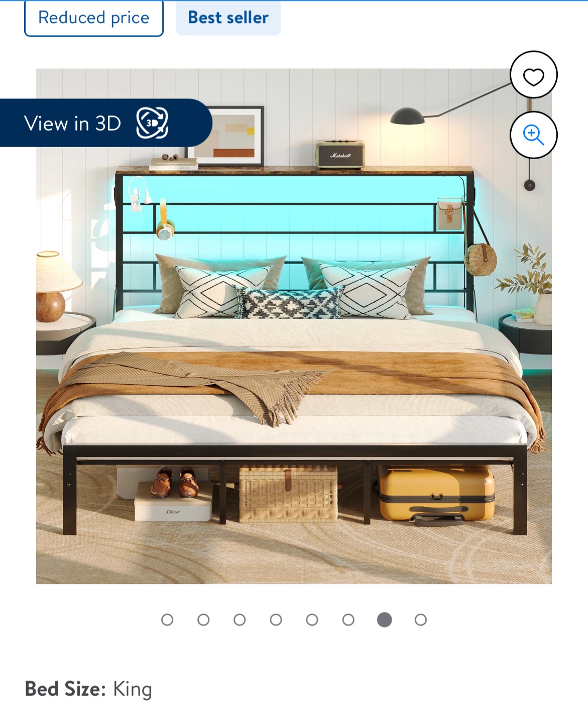 King Size Bed Frame with LED Headboard - photo 4