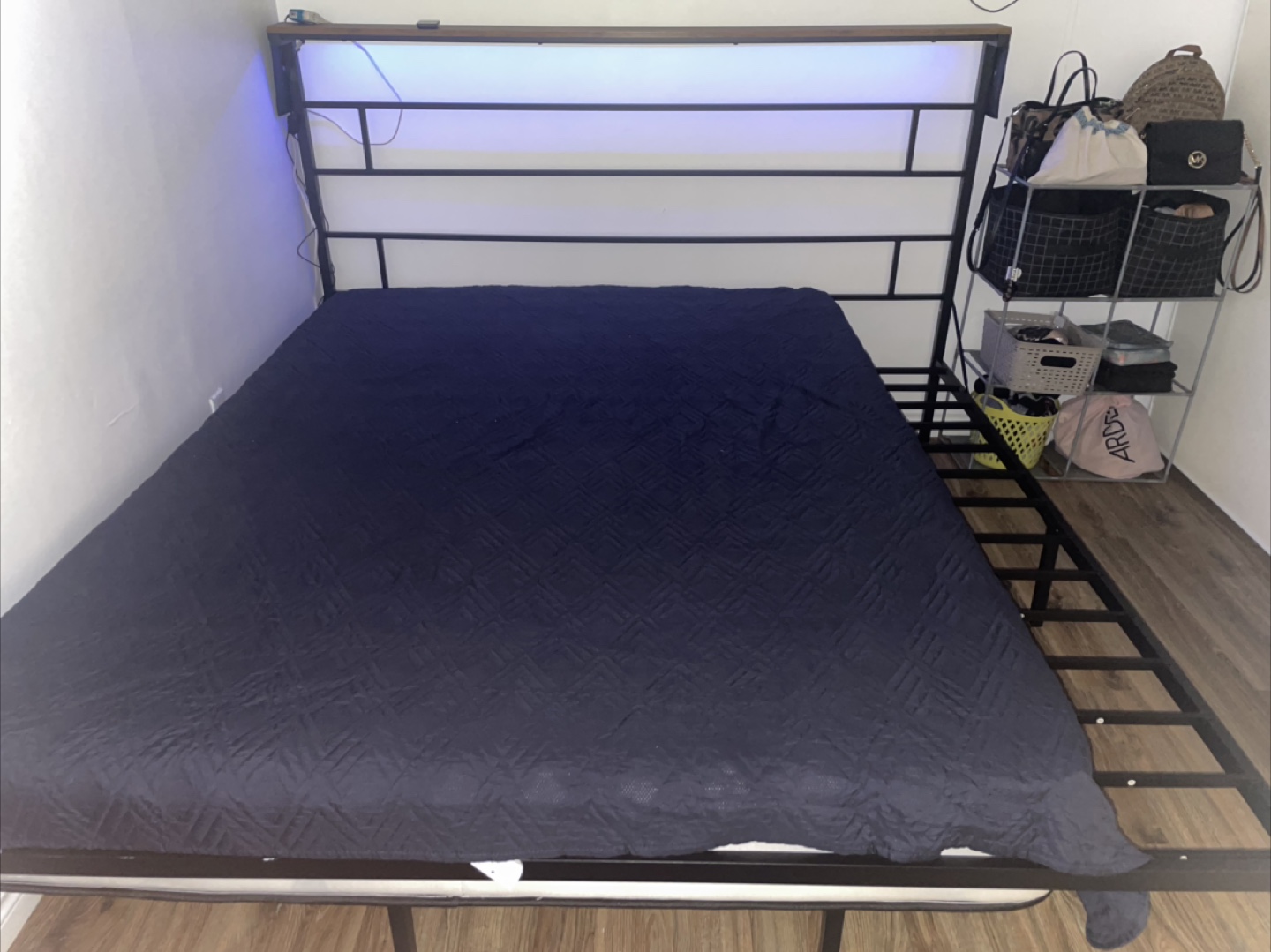 King Size Bed Frame with LED Headboard