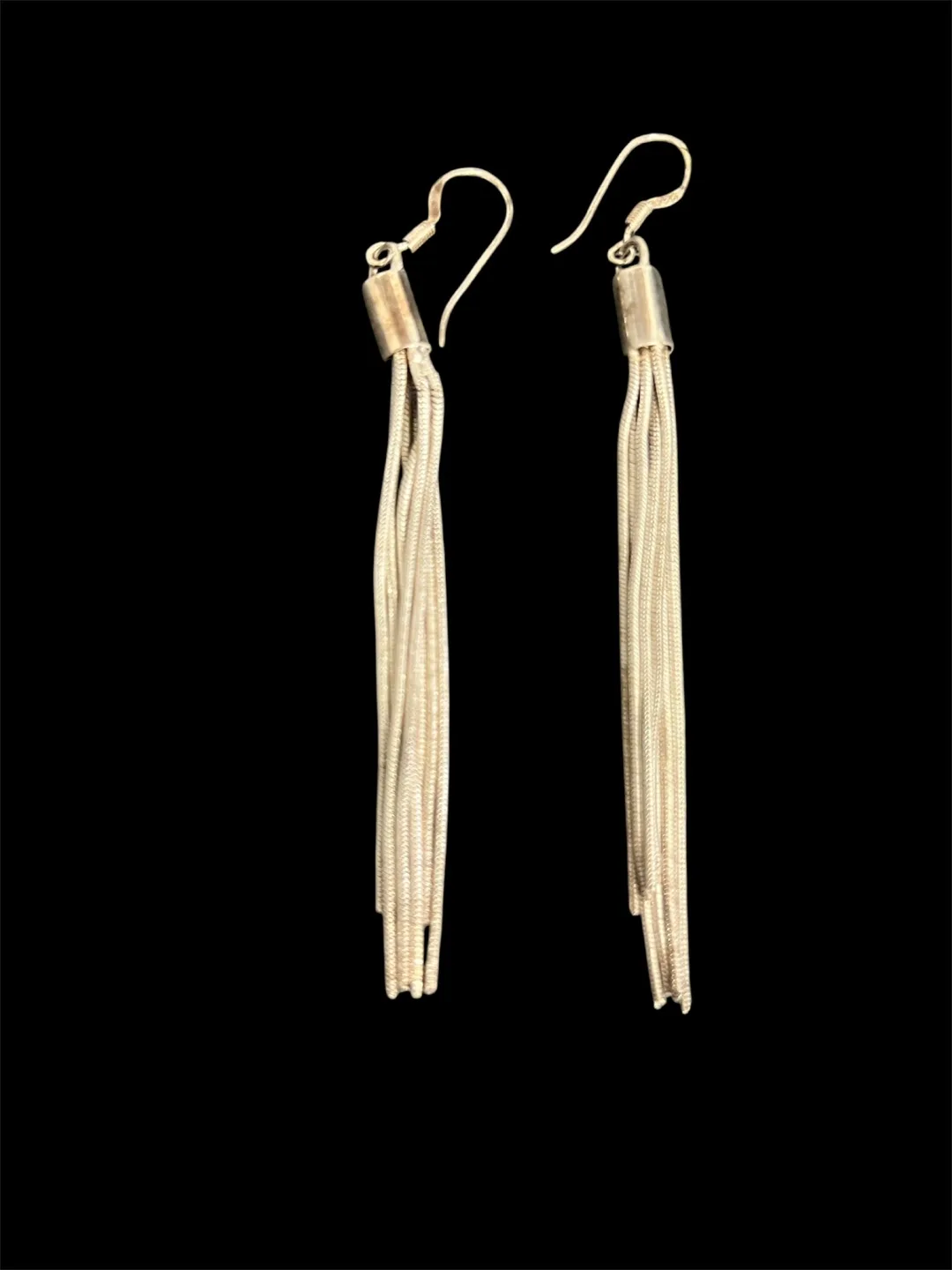 Gently Used Sterling Silver Tassel Drop Earrings – Stamped 925 thumbnail