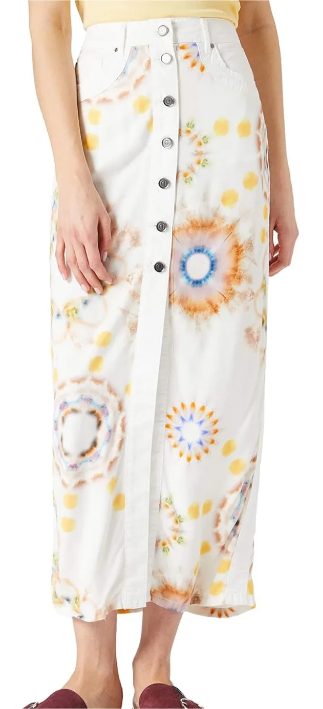 Desigual Floral Button-Down Denim Skirt thumbnail