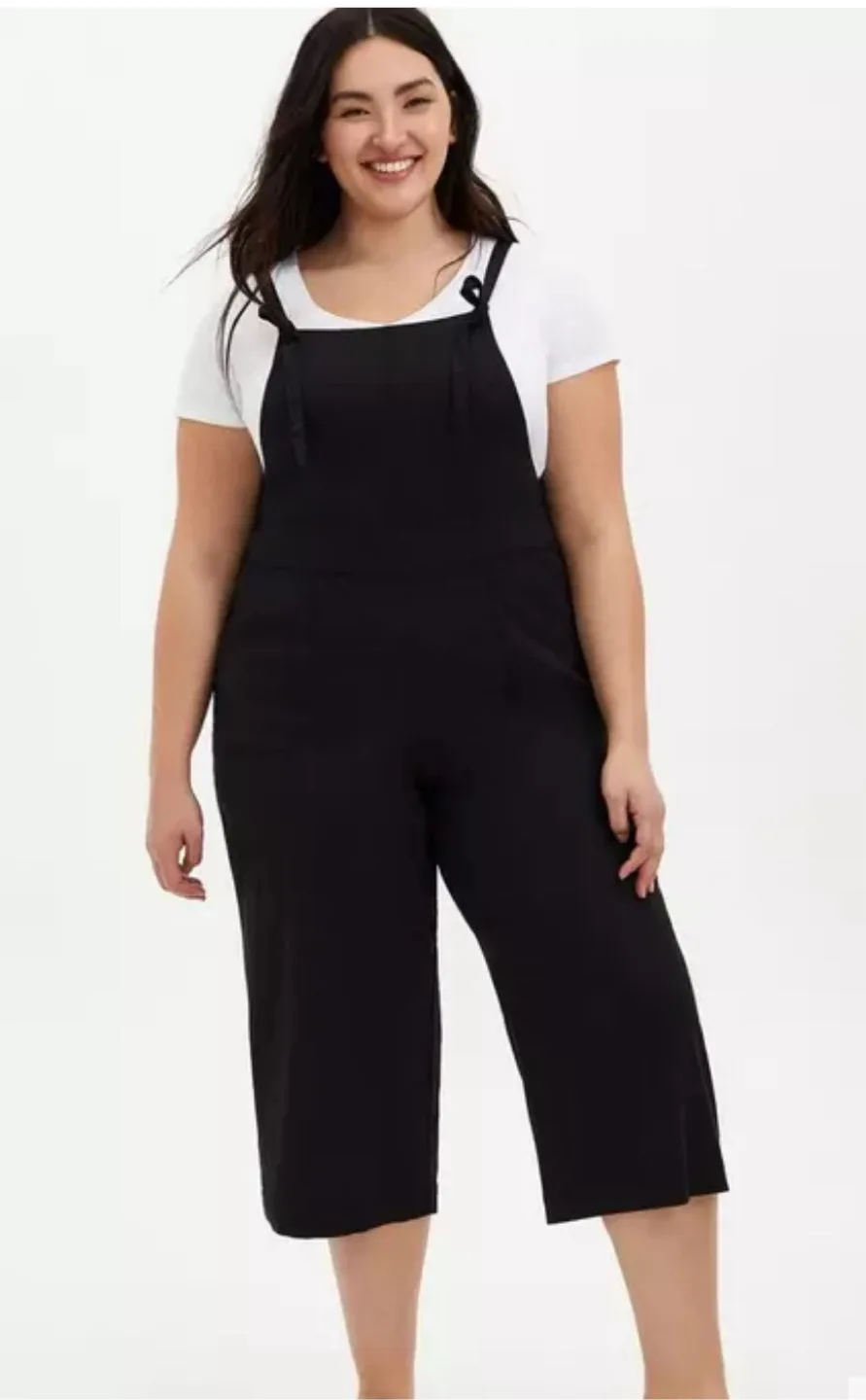 Torrid Black Twill Tie Strap Jumpsuit thumbnail