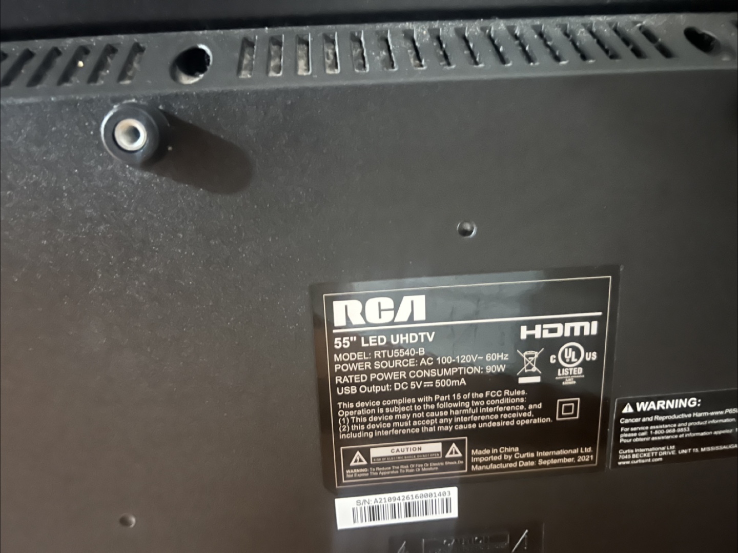 RCA 55" LED UHDTV - Model RTU5540-B - photo 2