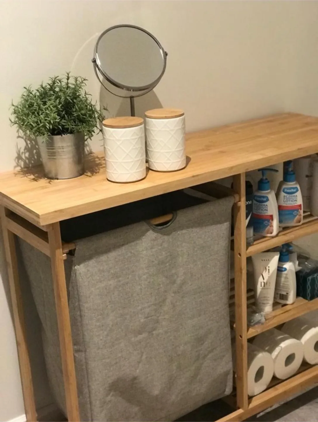 Bamboo Laundry Hamper with Shelves image indicator(2)