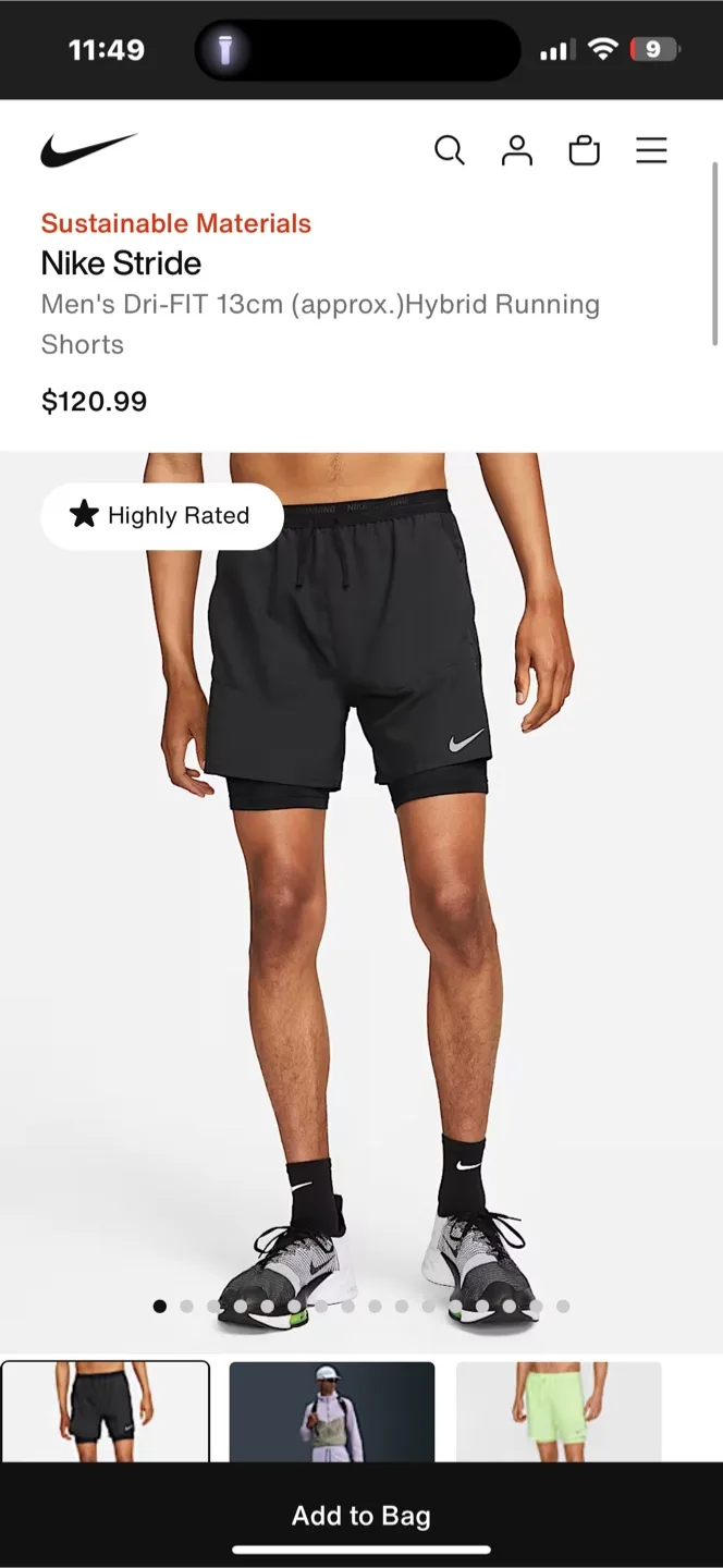 Nike Stride Men's Dri-FIT Hybrid Running Shorts thumbnail