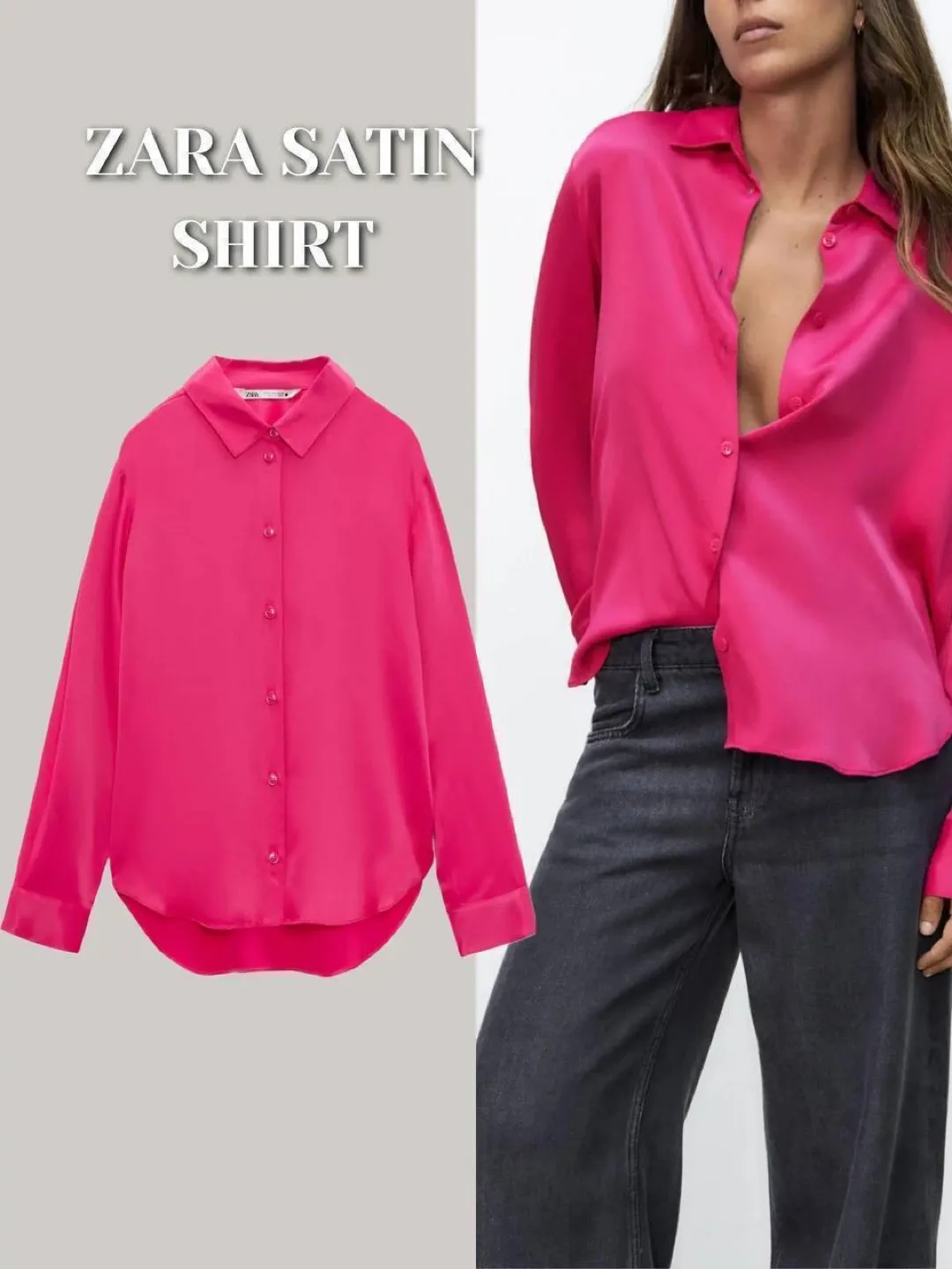 Zara Pink Satin Shirt - Size XL thumbnail