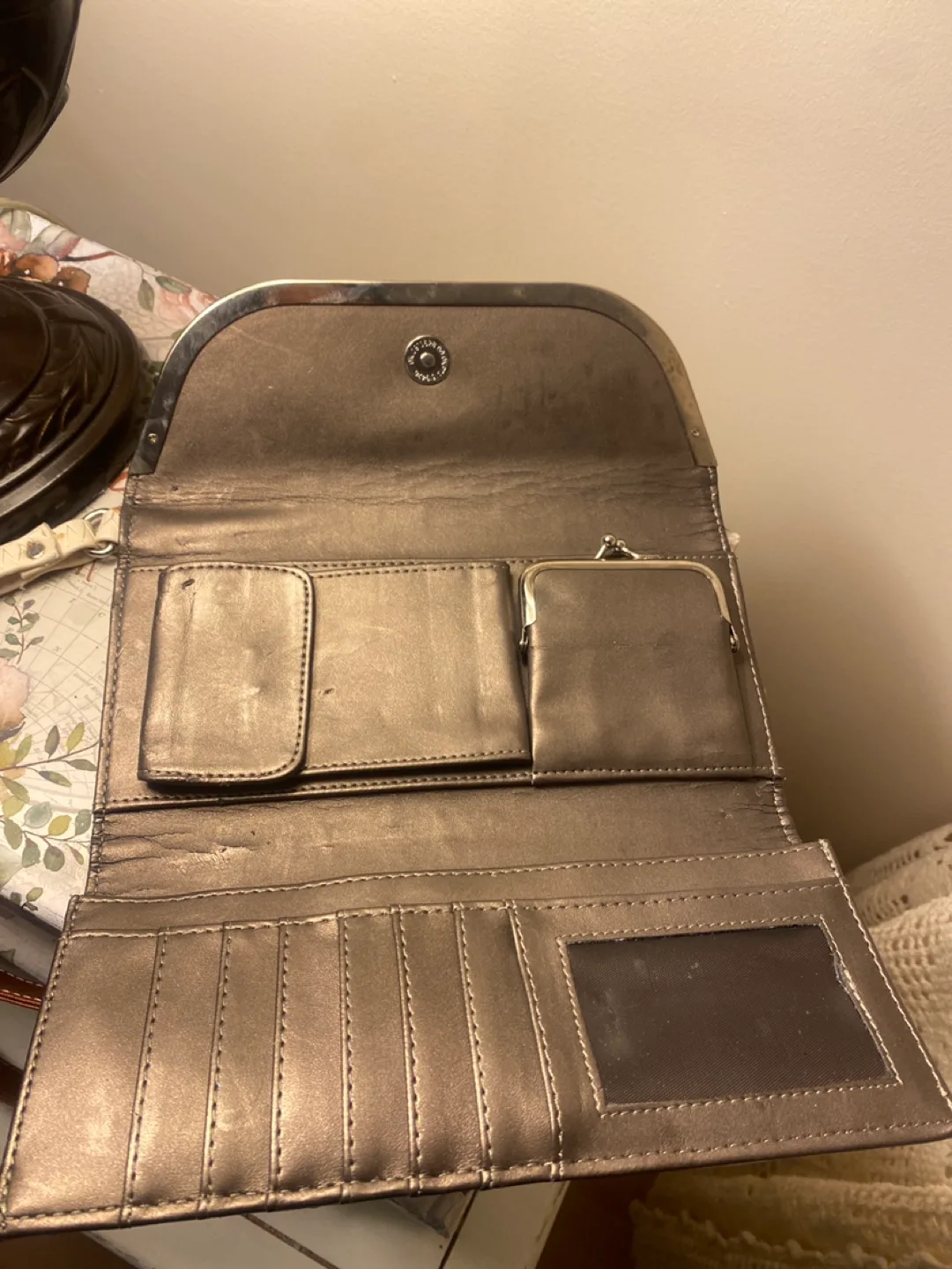 Beige Ostrich Print Clutch Wallet image indicator(3)