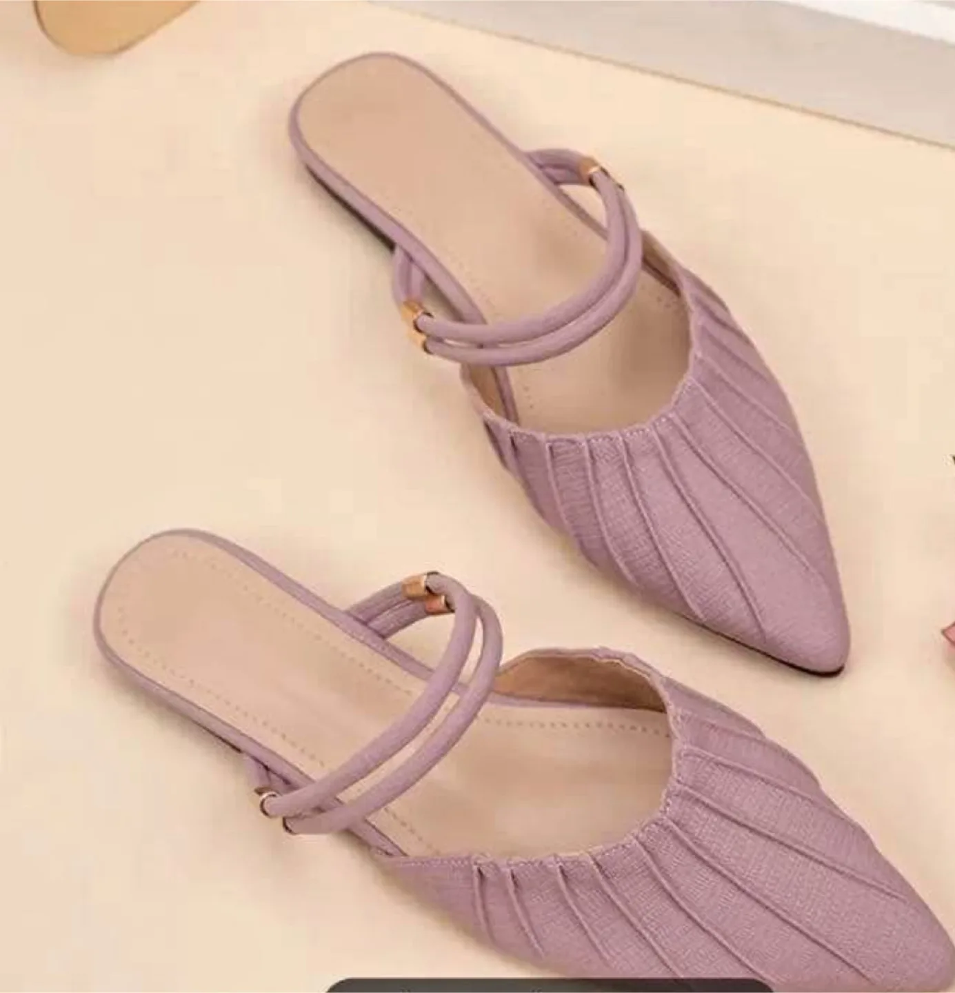 Lilac Pointed Toe Mules - thumbnail
