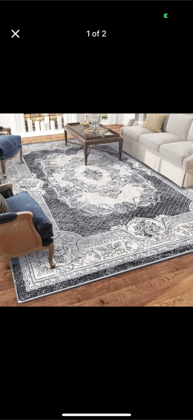 Grey & White Anti Skid Carpet 6x9 thumbnail