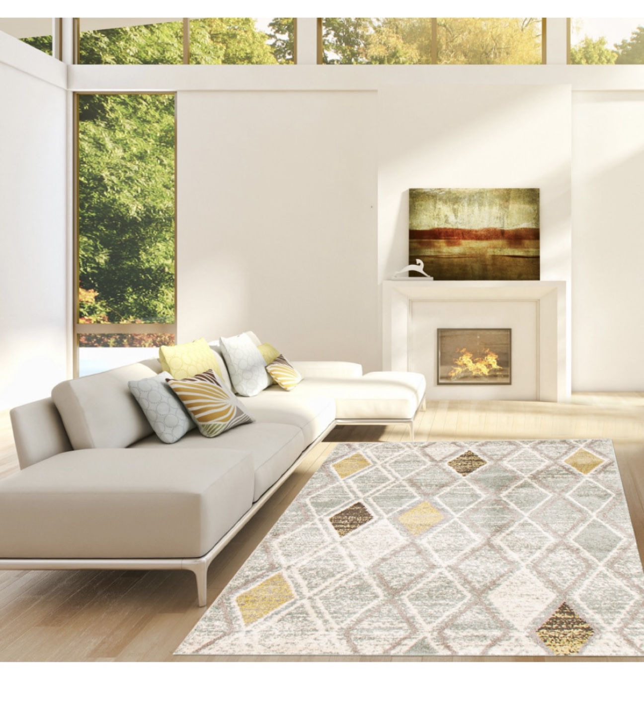 Ella Modern Area Rug, Blue/Green, 7'10"x10'2"