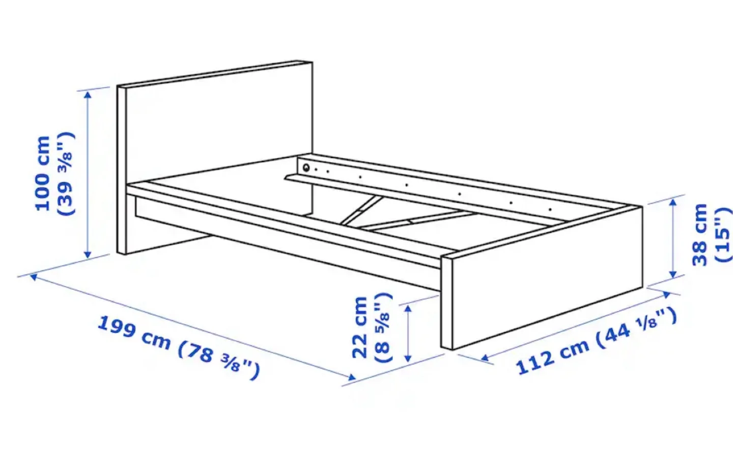 IKEA MALM White Bed Frame &  slantsTwin image indicator(4)