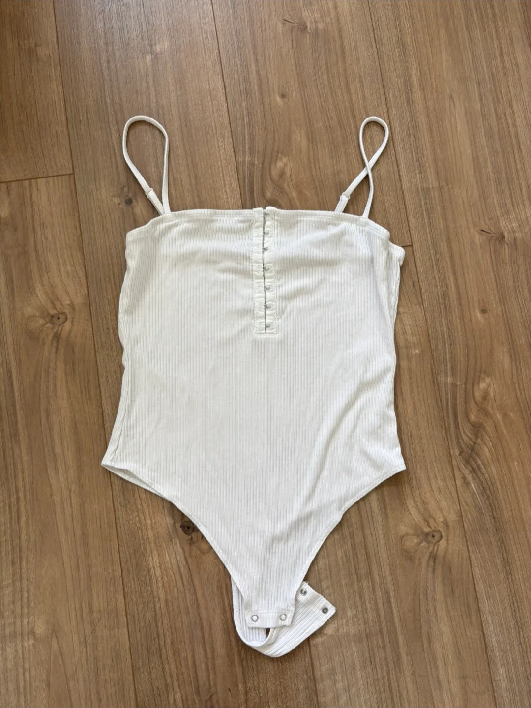 Garage White Ribbed Bodysuit - Size: Small thumbnail