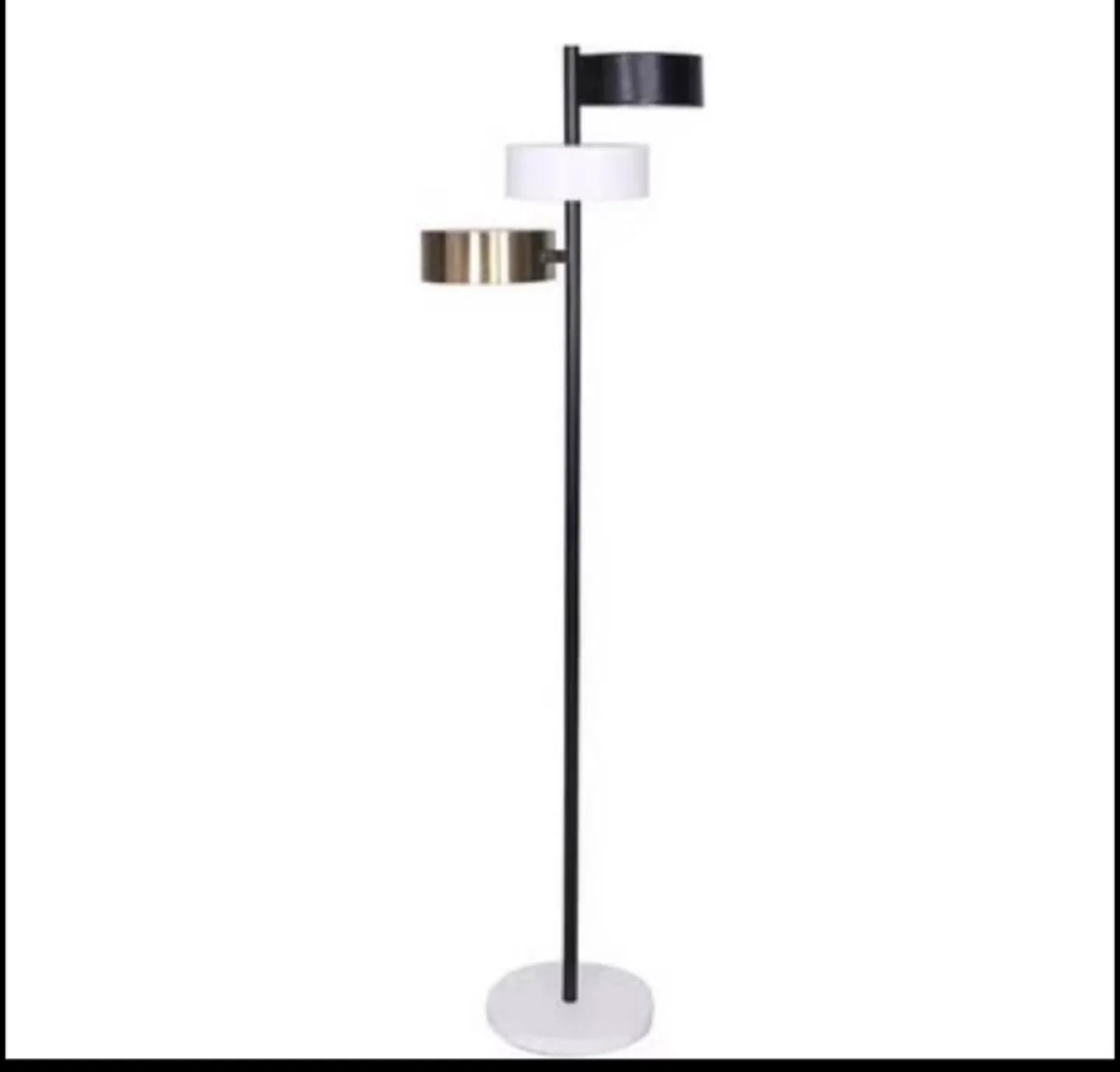 Modern Floor Lamp - Black, White, Gold Accent thumbnail