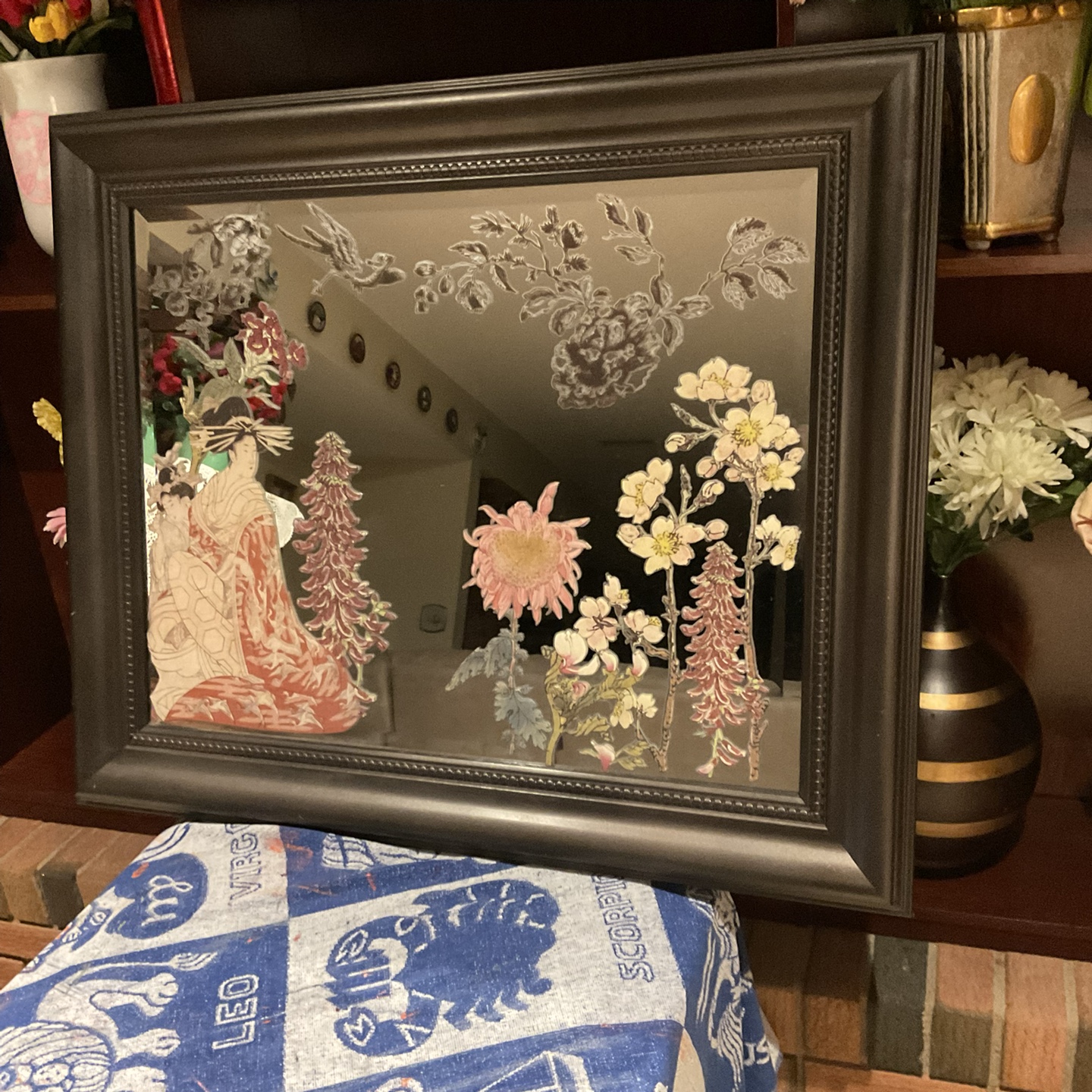 Floral Design Framed Mirror
