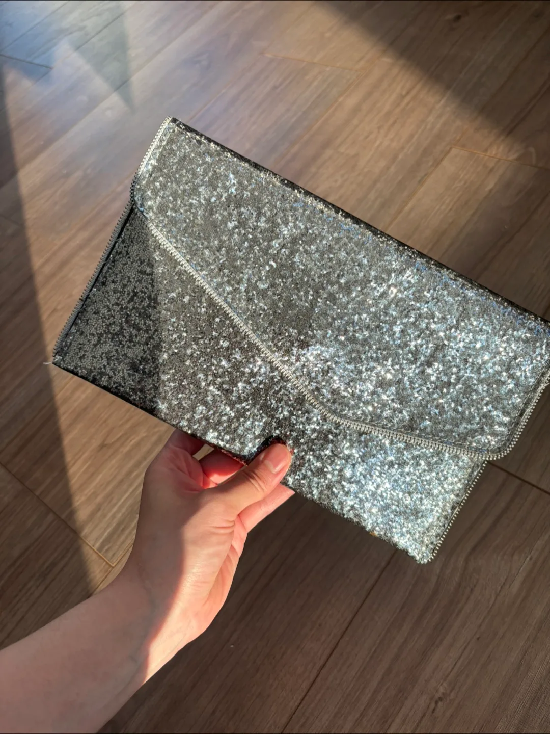 New Silver Sequin Clutch Purse thumbnail