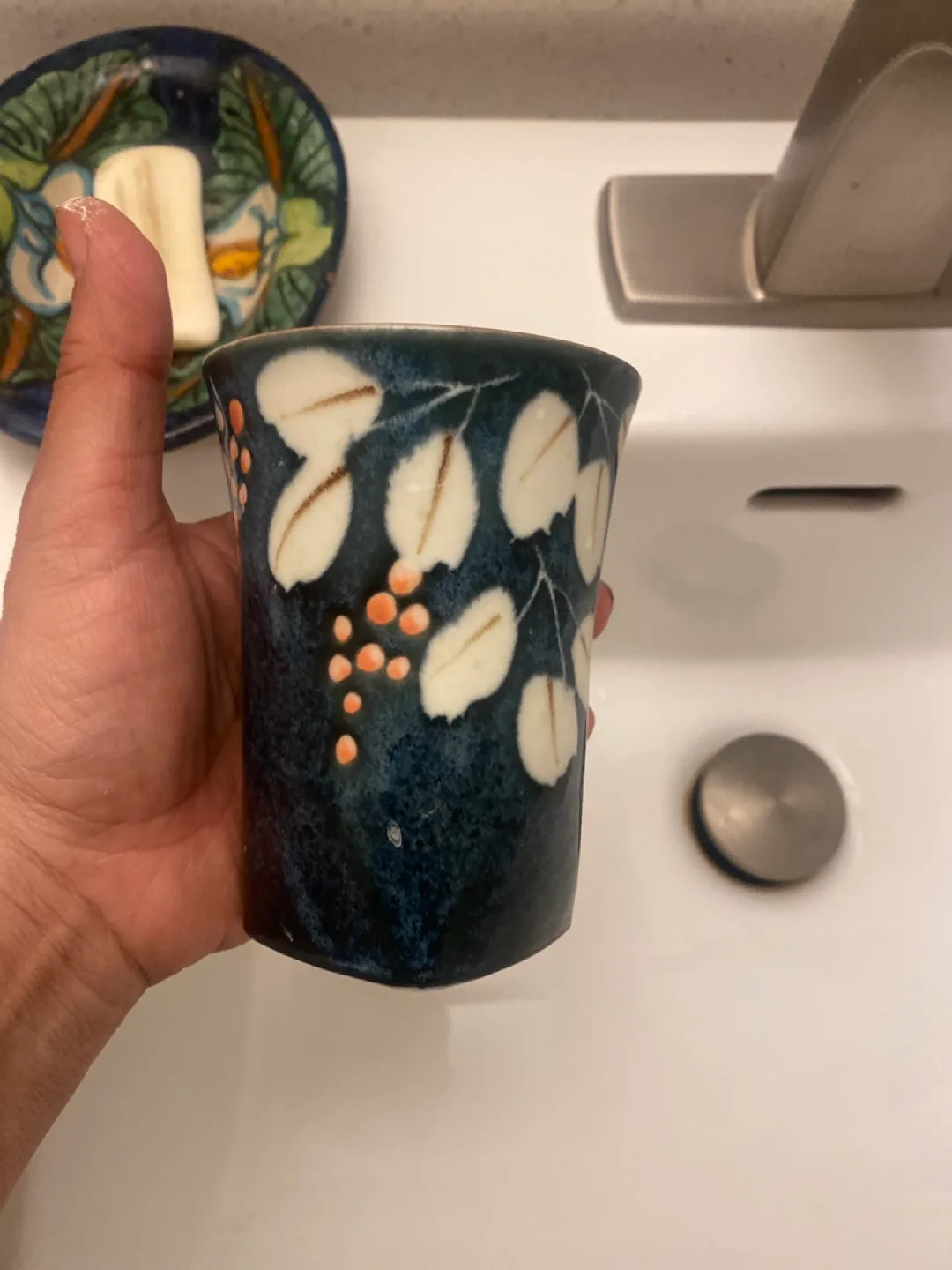 Handcrafted Ceramic Cup and Soap Dish Set image indicator(4)