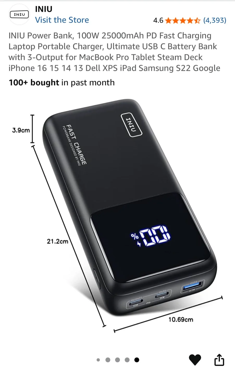 INIU 100W 25000mAh Power Bank thumbnail