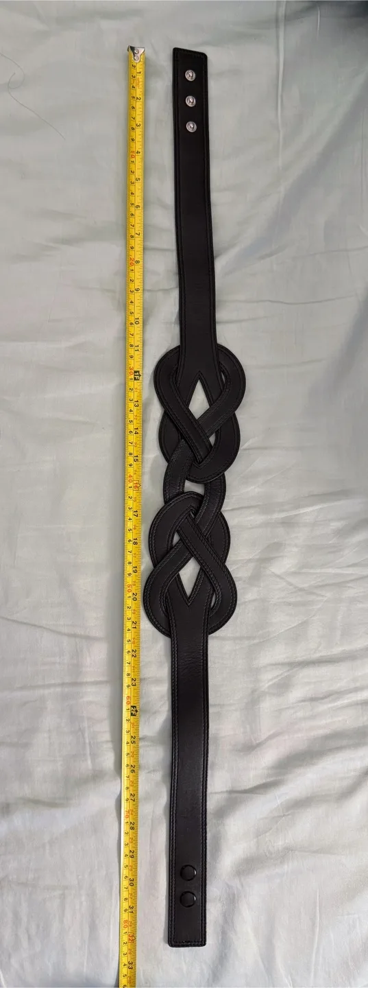 Club Monaco Gwen Interlocking Black Leather Belt - Size S thumbnail