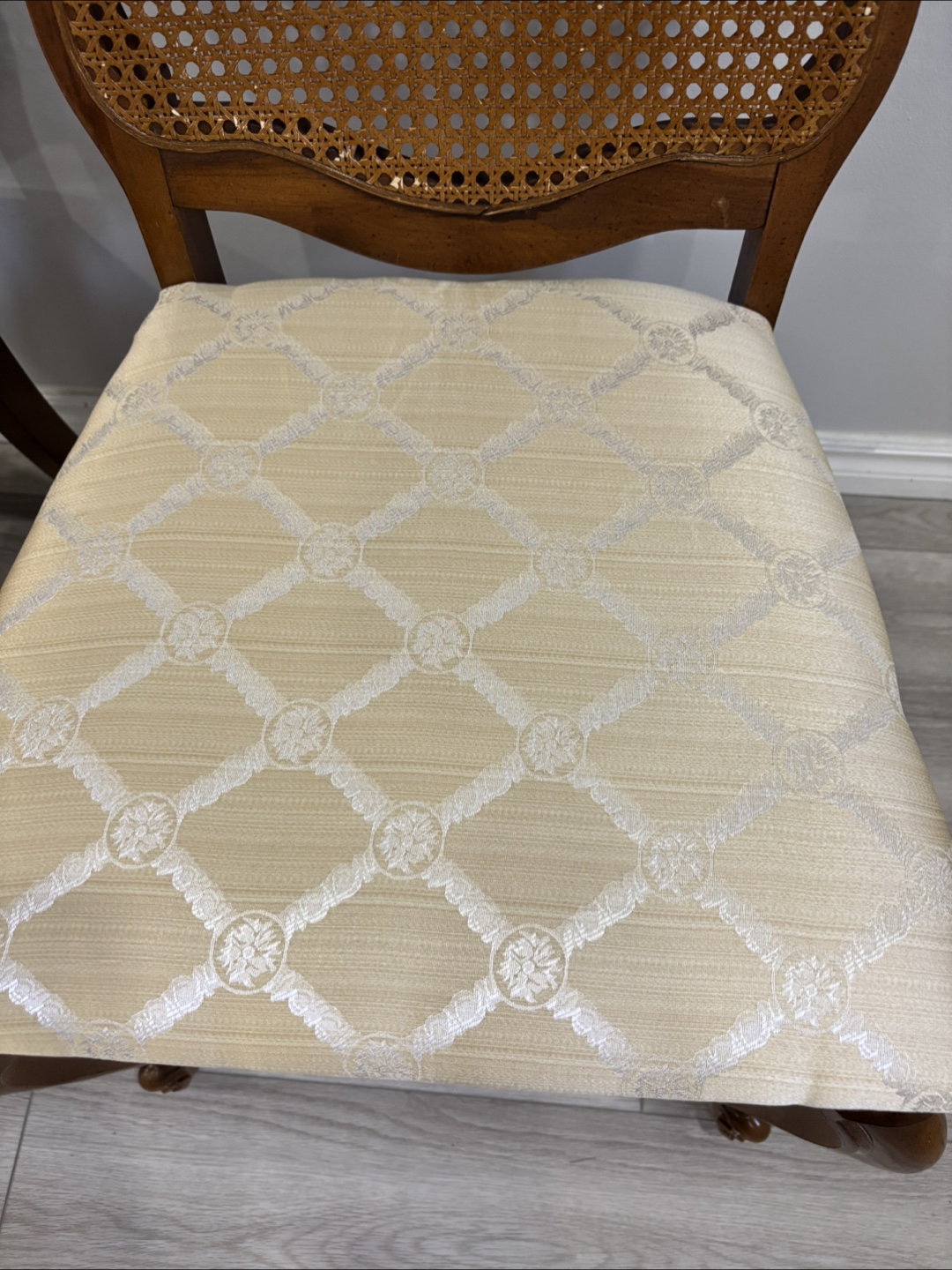 Set of 4 Vintage Dining Chairs - Rattan Back