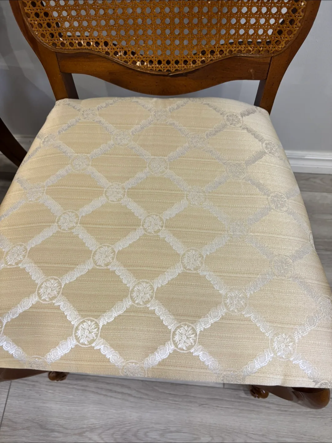 Set of 4 Vintage Dining Chairs - Rattan Back thumbnail