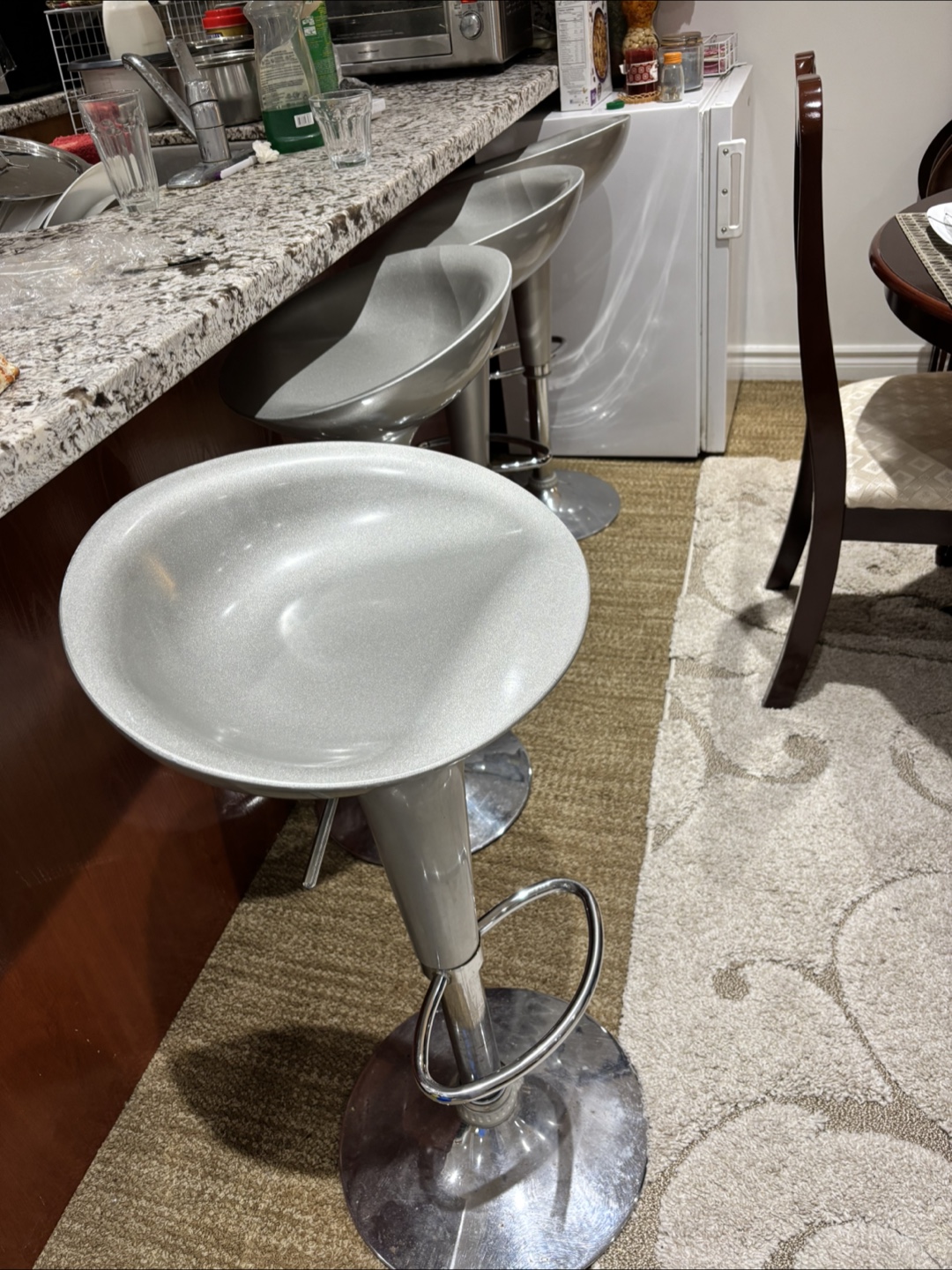 Set of 4 Silver Bar Stools - photo 2