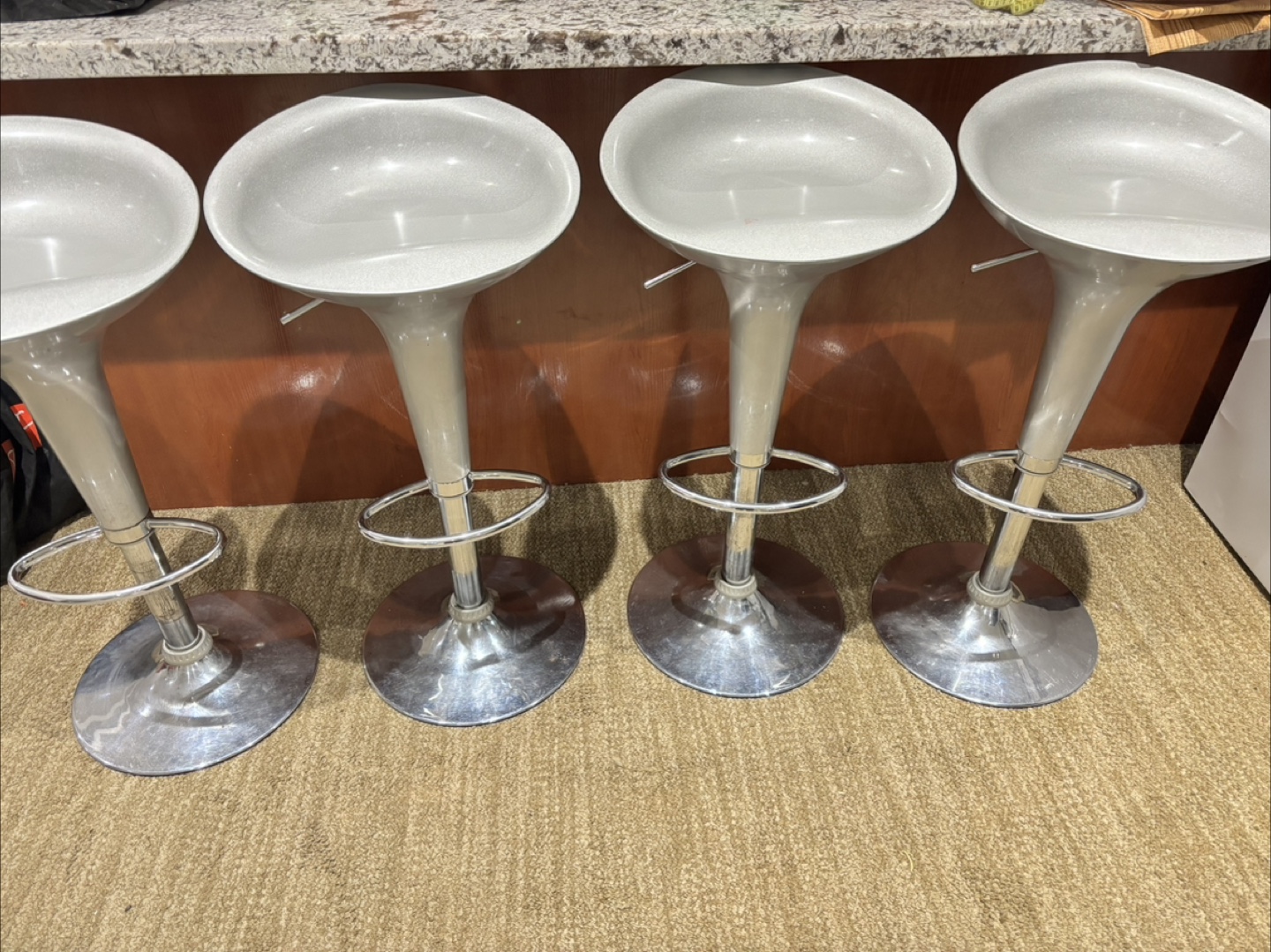 Set of 4 Silver Bar Stools