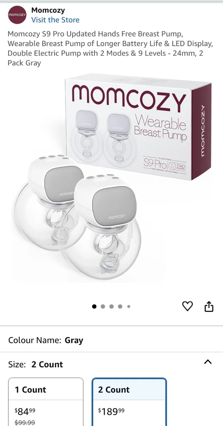 Momcozy S9 Pro Wearable Breast Pump - 2 Pack thumbnail