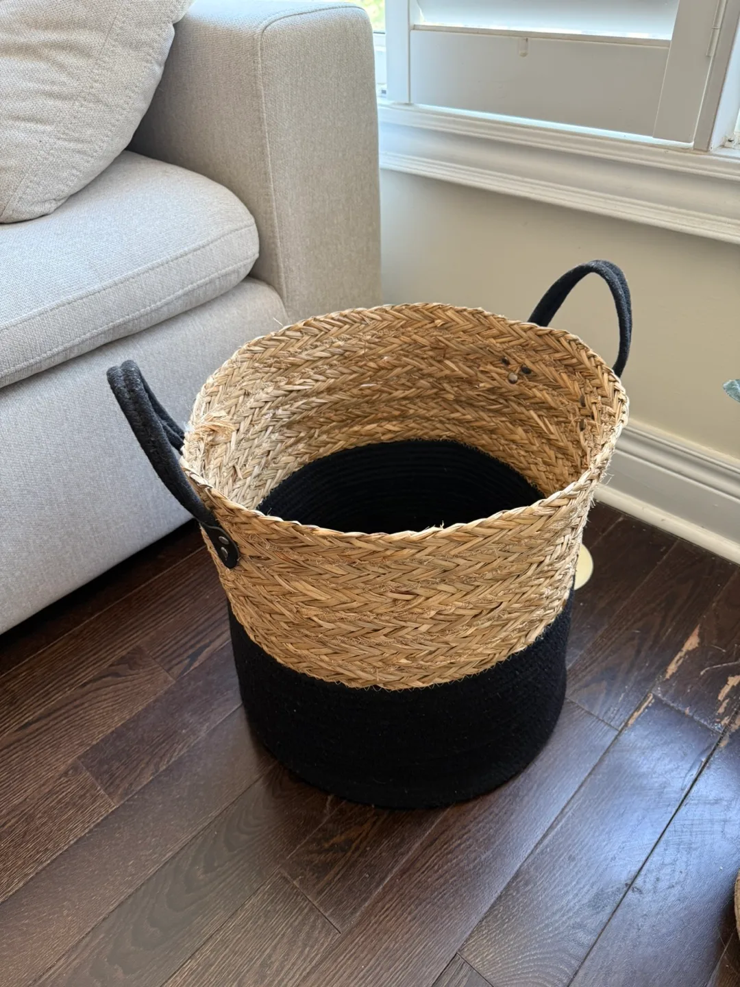 Racquel Woven Basket - Natural/Black thumbnail