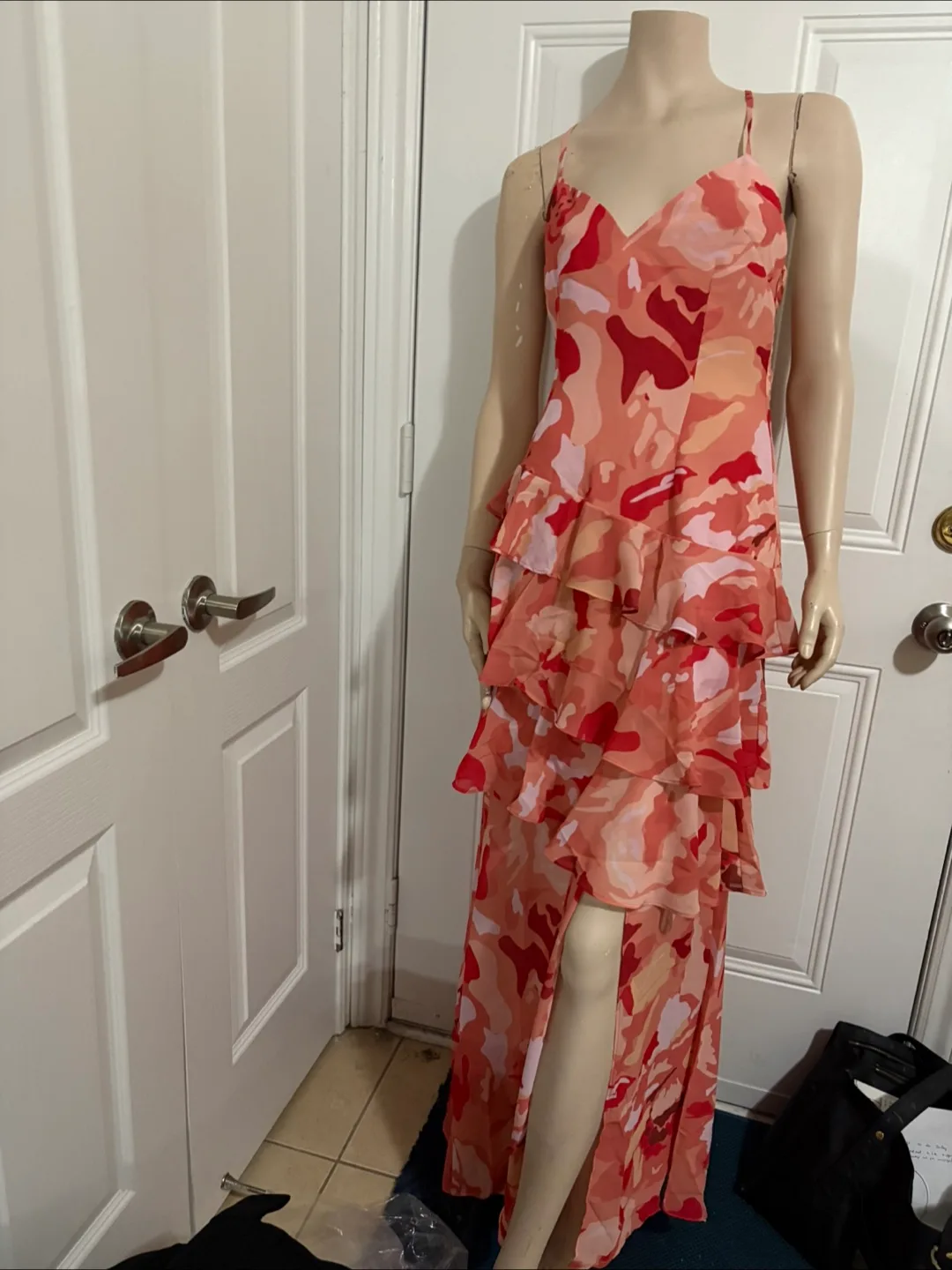 Camouflage Print Ruffle Maxi Dress thumbnail