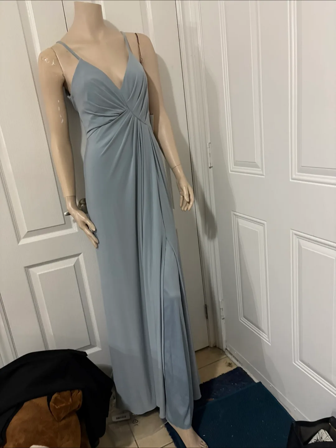 Celebrate DB Dusty Blue V-Neck Gown - Size 0 thumbnail
