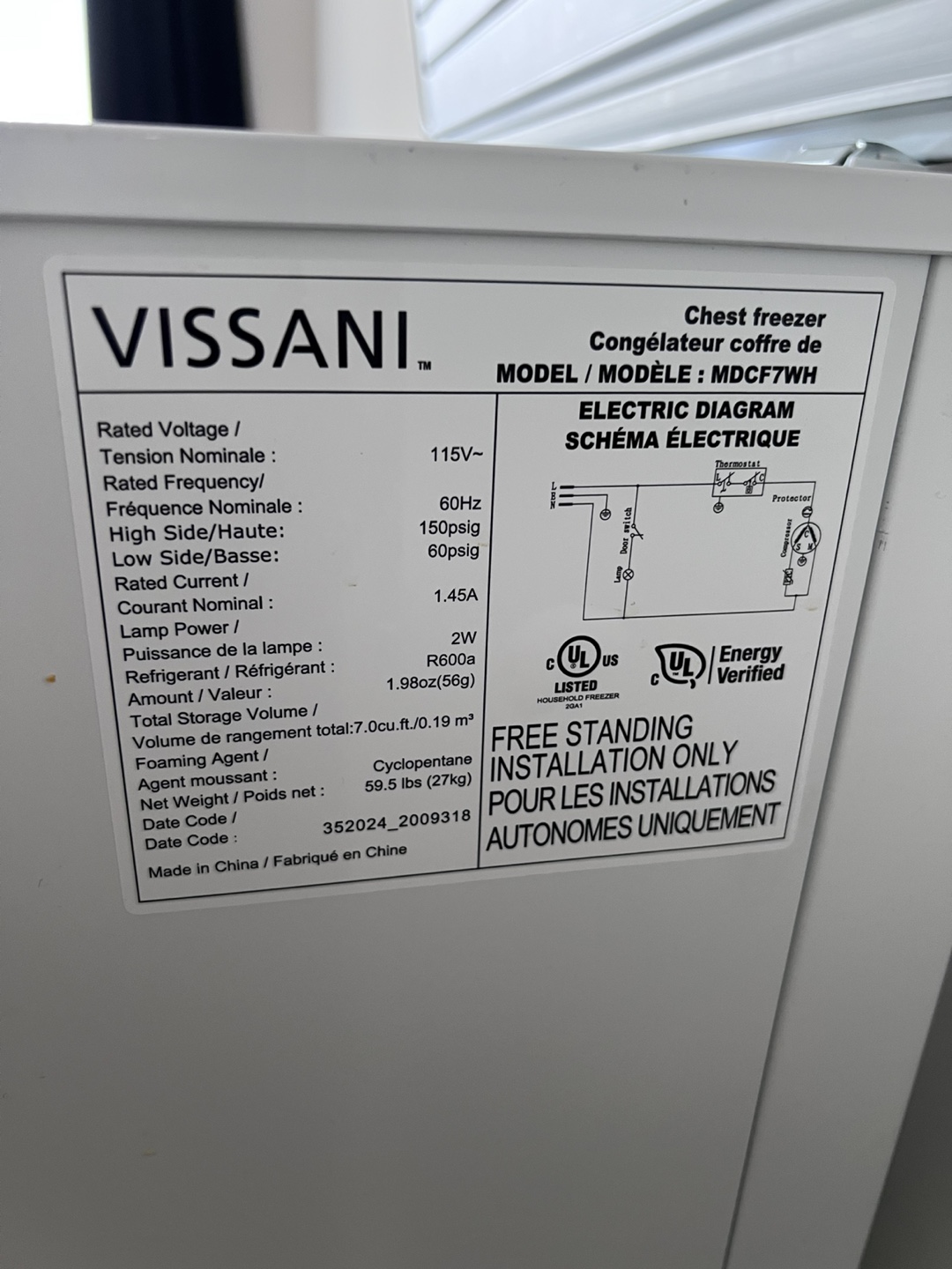 Vissani Chest Freezer - White - photo 5