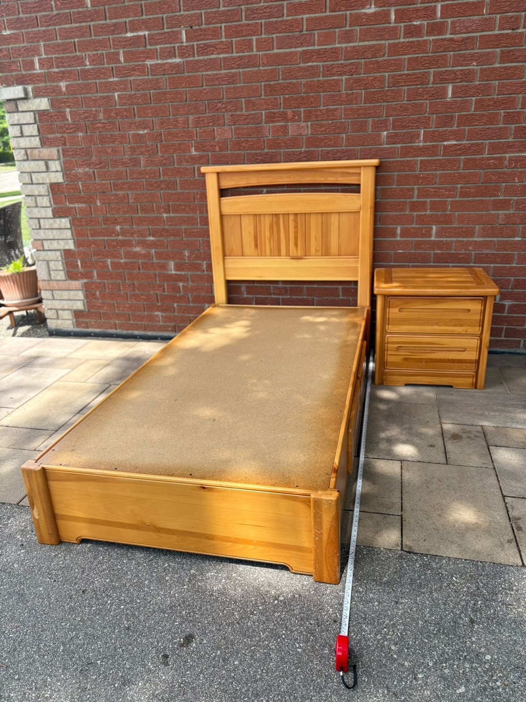 Solid Wood Twin Bed and 1 Matching Night Table