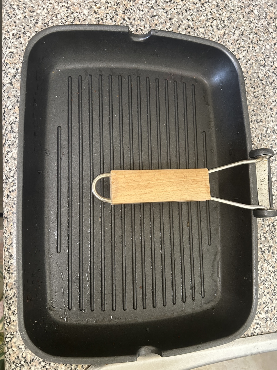 Cast Iron Grill Pan with Wood Handle