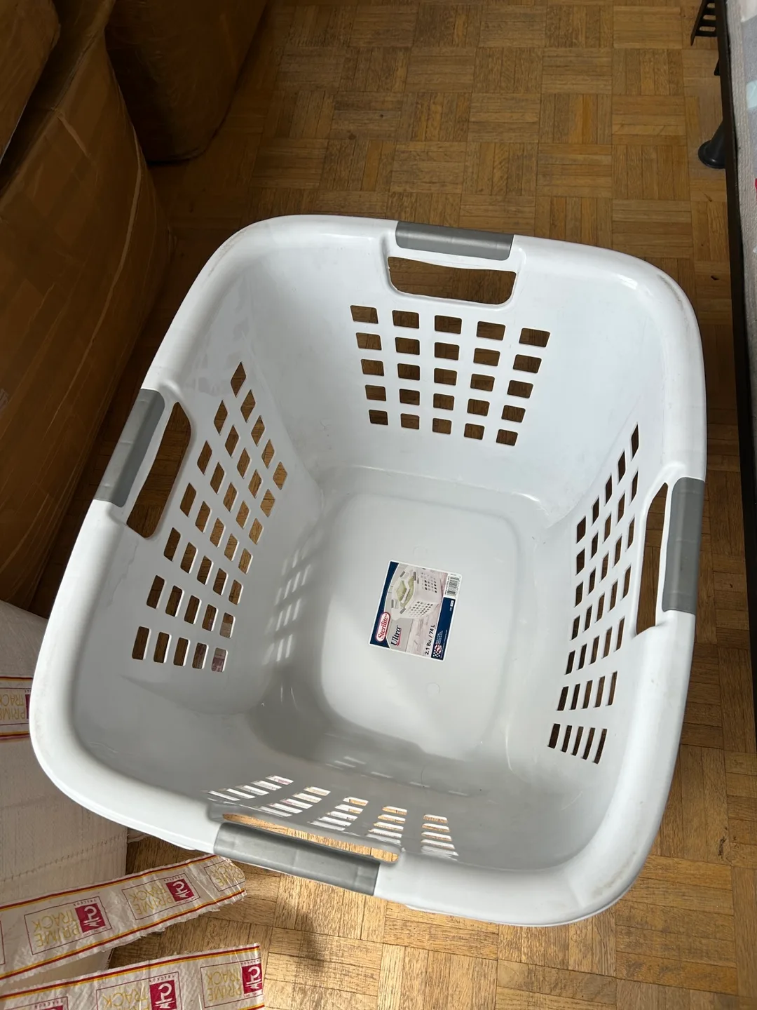 White Plastic Laundry Basket thumbnail