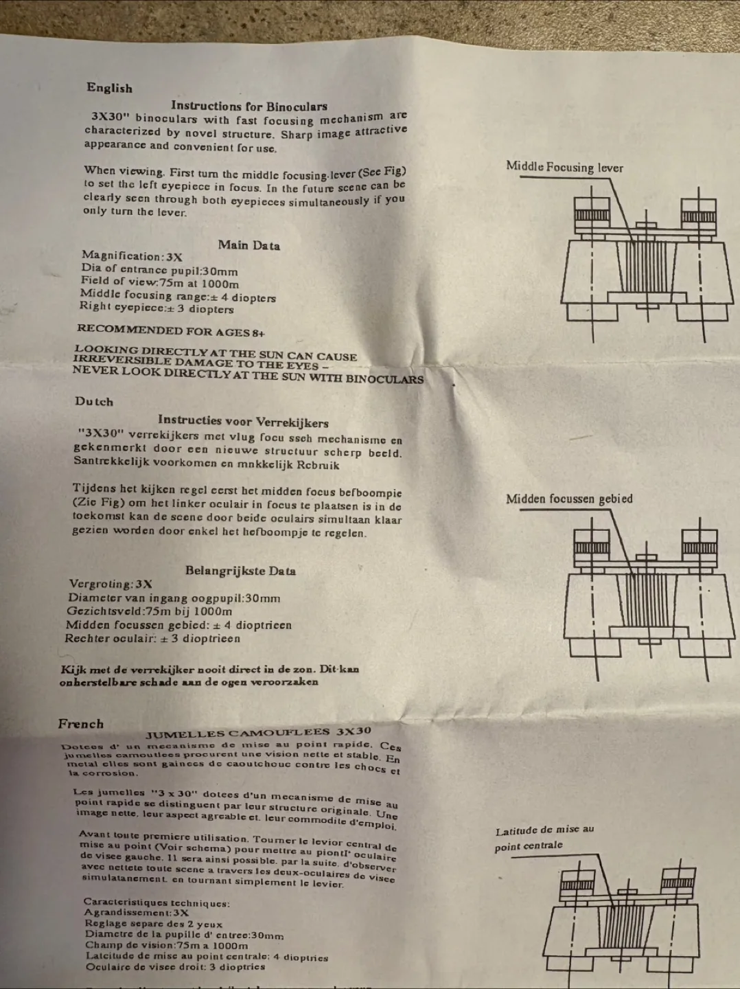 Black Binoculars 3x30mm with Case image indicator(6)
