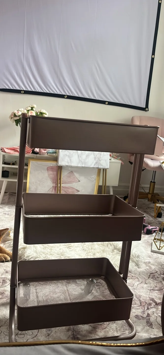 Simply Tidy Lexington 3-Tier Rolling Cart, Rose Gold image indicator(3)