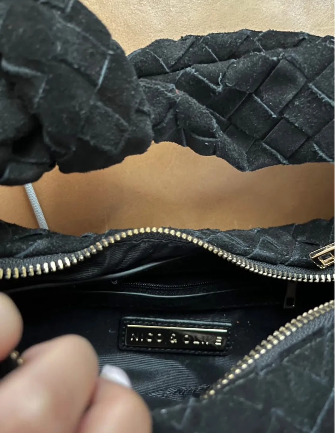 Nico & Olive Black Woven Suede Purse image indicator(3)