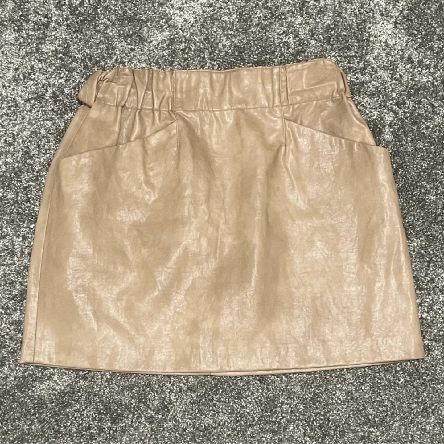 Zara Brown Taupe Faux Leather Mini Skirt image indicator(6)