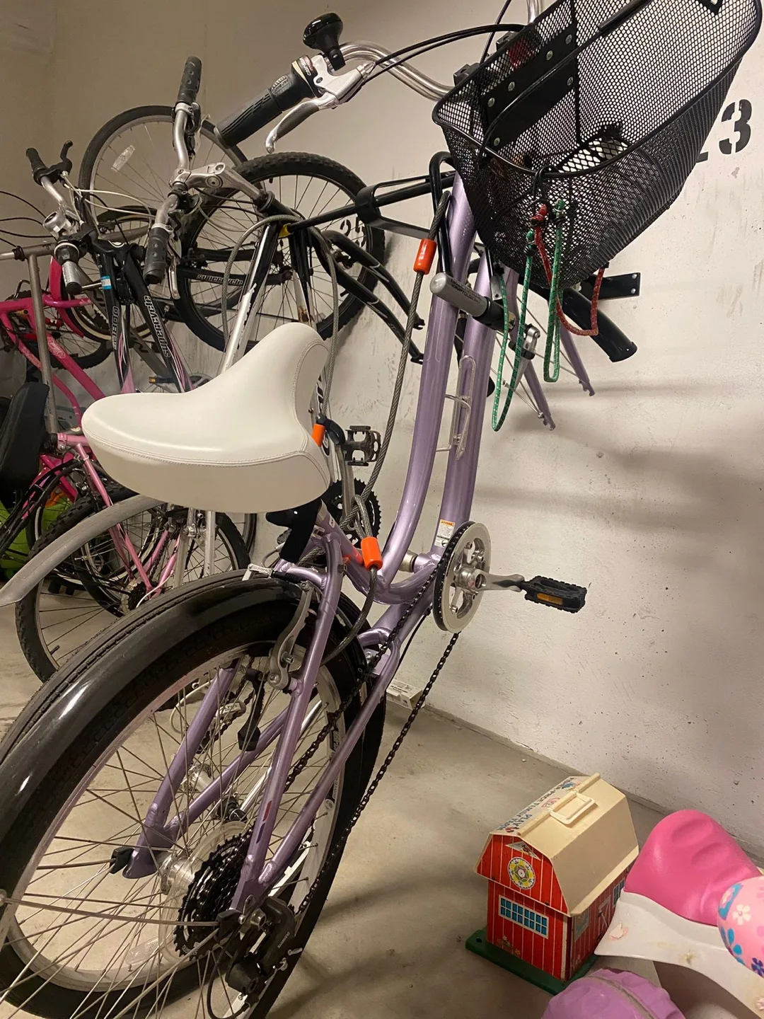 Purple Comfort Bike with Basket thumbnail
