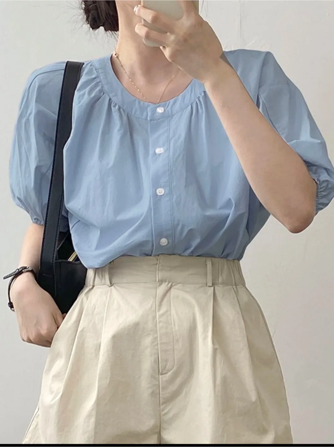 DAZY Puff Sleeve Button Front Blouse - Size M thumbnail