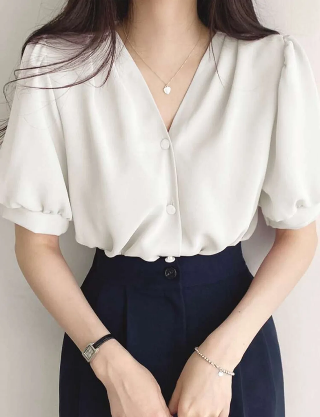 White Puff Sleeve Blouse - Size US 2 (M) thumbnail