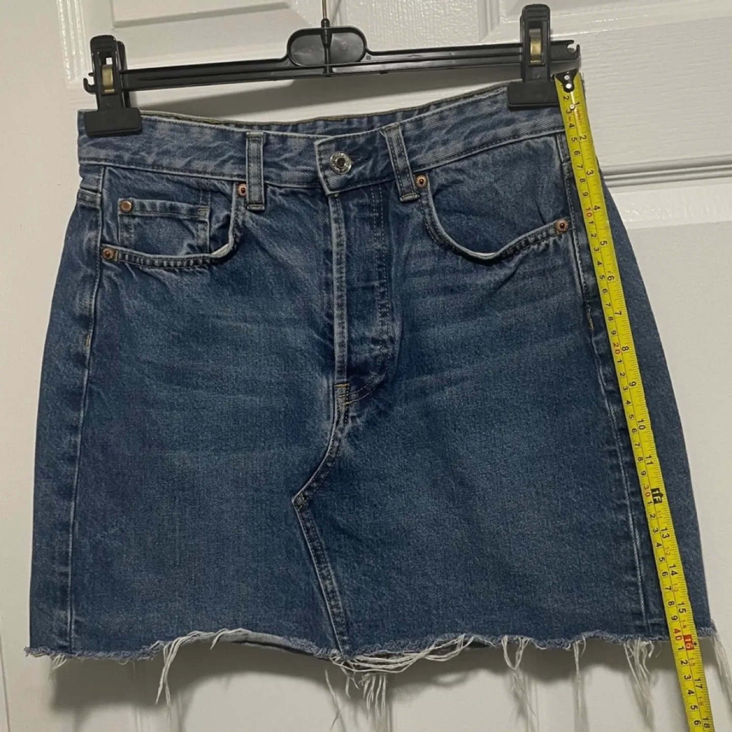 H&M Denim Mini Skirt with Raw Hem image indicator(8)