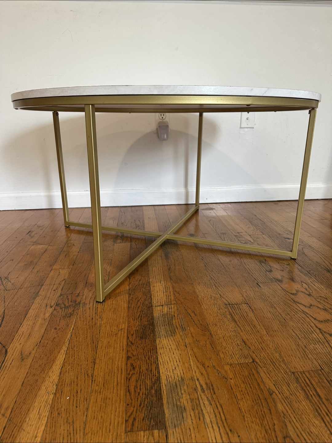 Round Marble Coffee Table with Gold Legs - photo 2
